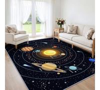 Washable Rug Planet Sun, 140x200 cm | Low Pile Non-Slip Area Rugs, Minimalist Science Fiction Modern Carpet for Living Room Kids Room Bedroom Playroom