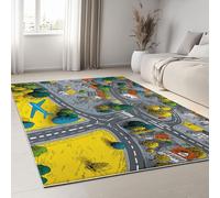 Washable Rug with Durable Edge Binding 60 x 120 cm, Dark Grey Modern City Architecture Printed Low-Pile Rug for Living Room Indoor and Outdoor Use