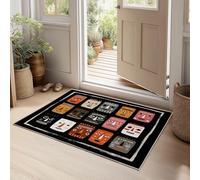 Washable Rugs 120 x 170 cm African Faces Masks Non Slip Rug, Geometric Border Large Carpet - Living Room Bedroom Kitchen Hall Lounge Low Pile Soft Touch Area Rugs