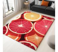 Washable Rugs 180 x 240 cm Graphic Design Orange Lime Slices Non-slip Area Rug for Living Room, Red Soft Low-Pile Carpet for Under Dining Table