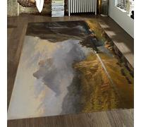 Washable Rugs 180x240cm A Storm in the Rocky Mountains Soft Area Rug | Vintage Nature Landscape Large Floor Carpet for Living Room Bedroom Non-slip Indoor Mat