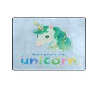 Washable Rugs 4x5 Machine Washable Carpet for Bedroom for Bedroom Home Aesthetic Decor (4'x5' Natural)-Just A Girl Who Loves Unicorns