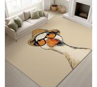 Washable Rugs 50 x 80 cm, Animal Cartoon Bedroom Carpet Duck in Sunglasses and Hat Stylish Cute, Low Pile Rugs Nursery Corridor, Beige Orange