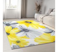 Washable Rugs 80 x 150 cm Carpet for Living Room Bedroom, Romantic Floral Style Soft Short Pile Non-Slip Rugs, Floral Petals Printed Decor Carpet for Kitchen Children's Room Bedside