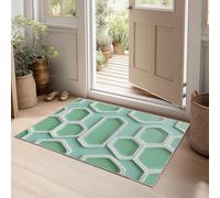 Washable Rugs 80 x 150 cm Geometric Hexagonal Glass Bricks Non Slip Rug, Hyper-Realistic Style Large Carpet - Living Room Bedroom Kitchen Hall Lounge Low Pile Soft Touch Area Rugs