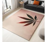Washable Rugs 90 x 150 cm Plants Cannabis Leaf Non-slip Area Rug for Living Room, Light Pink Soft Low-Pile Carpet for Under Dining Table