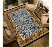 Washable Rugs Hallway,Black,60 x 110 cm,Black Orange Yellow Grey Leopard Print Modern,Rug Kitchen Runner Throw Mat for Entryway Laundry Room