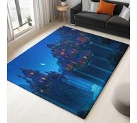 Washable Rugs Living Gothic Fantasy Architecture With Non-Slip Backing, Soft Short Pile Rug 80 X 150 Cm Non Slip Carpet For Bedroom For Dining Room Home Office, Blue