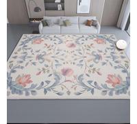 Washable Rugs Living Room 120 x 180 cm - Elegant Flowers Vines Printed Area Rugs for Bedroom Kitchen Entrance, White Light Blue Short Pile Soft Non Slip Bedside Carpet for Office