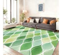 Washable Rugs Living Room 120 x 180 cm Non Slip Large Bedside Rug Leaf Pattern Fresh Simple Bedroom Carpet Low Pile Thin Floor Mat Rug for Dining Room Kitchen Office Decor green