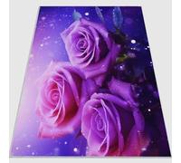 Washable Rugs Living Room 120 x 180 cm Non Slip Large Bedside Rug Roses Delicate Dreamy Bedroom Carpet Low Pile Thin Floor Mat Rug for Dining Room Kitchen Office Decor Pink
