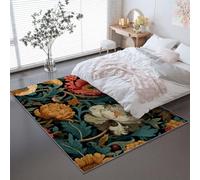 Washable Rugs Living Room 140 x 200 cm, Fantasy Plants Flowers Living Room Rug Carpet with Non-Slip Backing, Soft Flannel Multicolor Area Rugs for Bedroom Dining Room Kitchen Office