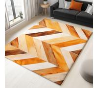 Washable Rugs Living Room 140x200 cm Herringbone Marble Pattern Soft Short Pile Rug, Non Slip Accent Area Rug for Bedroom Dining Room, Kitchen, Office Bathroom, Nursery, Brown Floor Carpet