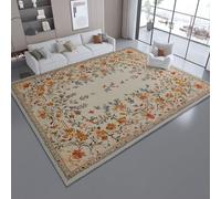 Washable Rugs Living Room 60 x 110 cm Non Slip Large Bedside Rug Fresh Flowers Butterflies Bedroom Carpet Low Pile Thin Floor Mat Rug for Dining Room Kitchen Office Decor Pink Mustard Yellow