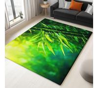 Washable Rugs Living Room 60 x 90 cm - Fluffy Green Large Area Rugs for Bedroom - Non Slip Low Pile Soft Sunlight Bamboo Forest Nature Landscape Carpets for Lounge, Dining Room, Kitchen