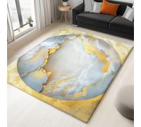 Washable Rugs Living Room 60 x 90 cm - Fluffy Light Gold Large Area Rugs for Bedroom - Non Slip Low Pile Soft Abstract Sky Cloud Marble Carpets for Lounge, Dining Room, Kitchen