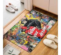 Washable Rugs Living Room Anti Slip Rug Animal Gorilla Beer Short Pile Soft Touch Shabby Chic Graffiti Colorful Rug for Bedroom Kitchen Office Home Decor (Carpet Mat 60x90cm)