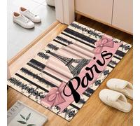 Washable Rugs Living Room Anti Slip Rug Bow Eiffel Tower Short Pile Soft Touch Geometric Stripes Flower Rug for Bedroom Kitchen Office Home Decor (Carpet Mat 60x90cm)