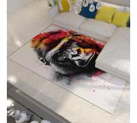Washable Rugs Living Room Black and White Large Rug 100x150cm Soft Low Pile Colourful Gorilla Splash Art Rugs for Bedroom Modern Banksy Carpet for Kitchen Dining Room Anti Slip Non Shedding