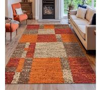 Washable Rugs Living Room,Geometric Beige Brown Red,Orange,140 x 200 cm, | Abstract Design Modern Area Carpet for Lounge Bedroom Dining Sitting Room Kitchen Hall,