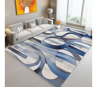 Washable Rugs Living Room Rug 160 x 230 cm Blue-Gray Non Slip, Abstract Lines Curves Modern Large Carpet - Bedroom Kitchen Hall Lounge Low Pile Soft Area Rugs