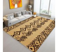 Washable Rugs Living Room Rug 160 x 230 cm Light Brown Non Slip, African Ethnic Style Geometry Lines Modern Large Carpet - Bedroom Kitchen Hall Lounge Low Pile Soft Area Rugs