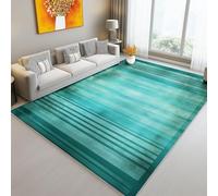 Washable Rugs Living Room Rug 50 x 80 cm Blue-Green Non Slip, Digital Art Abstract Lines Modern Large Carpet - Bedroom Kitchen Hall Lounge Low Pile Soft Area Rugs