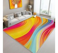 Washable Rugs Living Room Rug 50 x 80 cm Colorful Non Slip, Digital Art Waves Lines Curves Modern Large Carpet - Bedroom Kitchen Hall Lounge Low Pile Soft Area Rugs