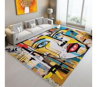 Washable Rugs Living Room Rug 60 x 90 cm Colorful Non Slip, Artistic Style Abstract Collage Geometric Modern Large Carpet - Bedroom Kitchen Hall Lounge Low Pile Soft Area Rugs