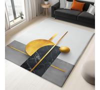 Washable Rugs LivingMinimalist Style Abstract Composition with Non-Slip Backing, Soft Short Pile Rug 140 cm x 200 cmNon Slip Carpet for Bedroom, for Dining Room, Home Office Grey