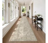 Washable Runner Rug 2'6"x12' Runners for Hallways, Ultra-Thin Carpet Runners for Entryway Anti Slip Backing Runner Rugs for Kitchen Laundry Room Indoor Hallway (Ivory/Beige)