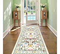 Washable Runner Rug, 65x240cm Non-Slip Low-Profile Kitchen Area Rug, Modern and Beautiful Boho Floral Pattern, Soft Long Entryway Runner Rugs for Bedroom Office Dormitory Apartment Hallway