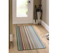 Washable Runner Rug for Entryway, Home Entrance, Kitchen, Hallway Doorway Vibrant Multi Colourful Non-Slip Durable Stain Resistant Rainbow Hall Rug Striped Multi Green, 67 x 200 cm (2'2"x6'7")