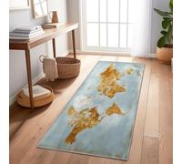 Washable Runner Rug for Hallway 80 x 150 cm, Multicoloured Retro Distressed Geographical World Map Hallway Runners Rugs, Non Slip Soft Long Rug, Door Kitchen Runner Carpet for Entryway Laundry