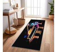 Washable Runner Rug For Hallway Musical Elements Piano Musical Notes 60X150 Cm Multicolor, Non Slip Long Carpet For Corridor And Kitchen, Low Pile Soft Microfiber, Modern Home Decor Durable Design