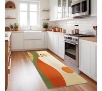 Washable Runner Rug For Hallway The Countryside Is Simple And Rustic Mountains 80X200 Cm Orange Color, Non Slip Long Carpet For Corridor And Kitchen, Low Pile Soft Microfiber, Modern Home Decor