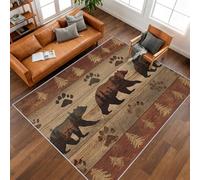 Washable Rustic Cabin Rugs Bedroom Accessories 60x110 - Bear Wild Animal Area Rugs for Kitchen Entryway, Non Slip Low Pile Door Matts Indoor Entrance, Home Decor H-91