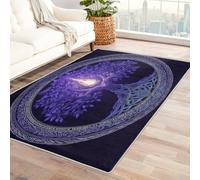 Washable Sacred Geometry Rugs for Entryway, Tree of Life Candle Design Small Area Rug Bedroom Decor, Non Slip Low Pile Soft Indoor Door Mat, 40 x 60 cm