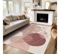 Washable Simple Rugs for Living Room, Minimalism Leaf Line Design Area Rug Bedroom Decor, Non Slip Low Pile Soft Floor Carpet, 160cm x 230cm