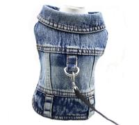 Washable Sleeveless Pet Denim Jacket Yorkshire Terrier Chihuahua Pug Vest Coat Kitten Puppy Spring Autumn Clothing,Blue,2XL