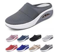 Washable Sliding Orthopedic Sliding Shoes,Women's Air Cushion Slip-On Walking Shoes Orthopedic Diabetic Walking Shoes,with Arch-Support for Women (Dark Gray,4)
