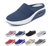 Washable Sliding Orthopedic Sliding Shoes,Women's Air Cushion Slip-On Walking Shoes Orthopedic Diabetic Walking Shoes,with Arch-Support for Women (Navy Blue,6)