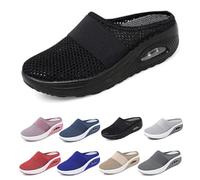 Washable Sliding Orthopedic Sliding Shoes,Women's Air Cushion Slip-On Walking Shoes Orthopedic Diabetic Walking Shoes,with Arch-Support for Women (Black,4)