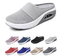 Washable Sliding Orthopedic Sliding Shoes,Women's Air Cushion Slip-On Walking Shoes Orthopedic Diabetic Walking Shoes,with Arch-Support for Women (Grey,6)