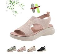 Washable Slingback Orthopedic Slide Sport Sandals,Summer Open Toe Rhinestone Bling Breathable Orthopedic Sandals Arch Support Comfortable Walking Sandal for Women (Pink,37EU)