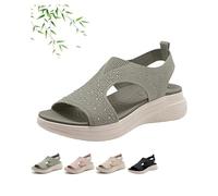 Washable Slingback Orthopedic Slide Sport Sandals, Summer Open Toe Rhinestone Bling Breathable Orthopedic Sandals Arch Support Comfortable Walking Sandal for Women (Green,3)