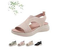 Washable Slingback Orthopedic Slide Sport Sandals, Summer Open Toe Rhinestone Bling Breathable Orthopedic Sandals Arch Support Comfortable Walking Sandal for Women (Pink,3)