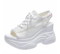 Washable Slingback Orthopedic Slide Sport Sandals, Women's Peep Toe Platform Ankle Strap Sneakers Casual Arch Support Beach Shoes (White,36EU)