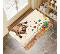 Washable Small Rug, Fun Watercolor Hand Painted Animals Non Slip Door Mat, 80x120cm Little Monster, Soft Low Pile Rug, Rubber Backing, Stain & Fade Resistant, for Kitchen Bathroom Indoor Entrance