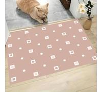 Washable Small Rug, Modern Instagram Style Non Slip Door Mat, 50x80cm Geometric Square Polka Dot, Soft Low Pile Rug, Rubber Backing, Stain & Fade Resistant, for Kitchen Bathroom Indoor Entrance